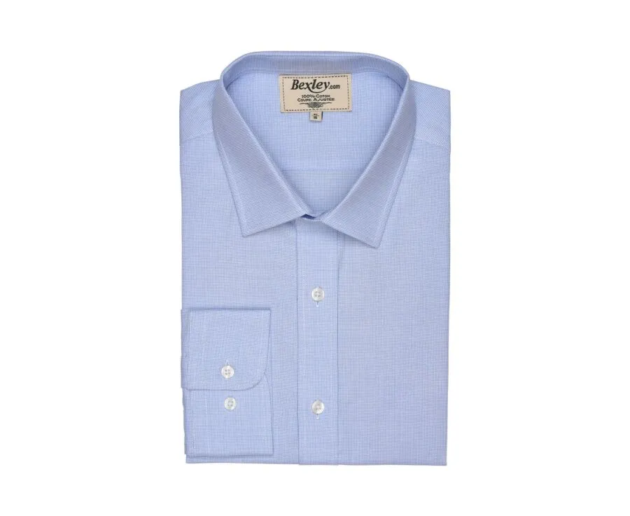 Blue and White Cotton shirt - Straight collar - GERMAIN