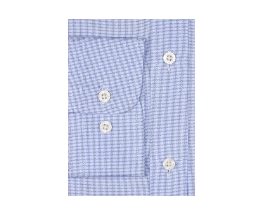 Blue and White Cotton shirt - Straight collar - GERMAIN