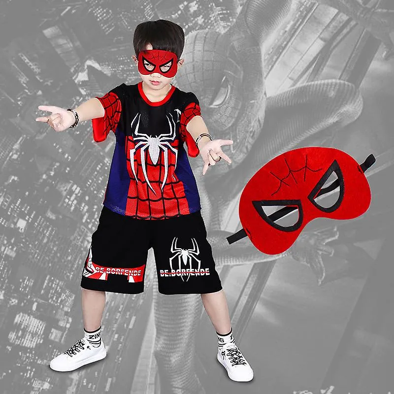 Boys Spider-man Short Sleeve T-shirt + Shorts Summer Outfit Set Kids Clothes 4-9 Years