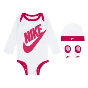  Conjuntos Nike kids Futura Logo Ls Hat   Bodysuit   Bootie 3Pc