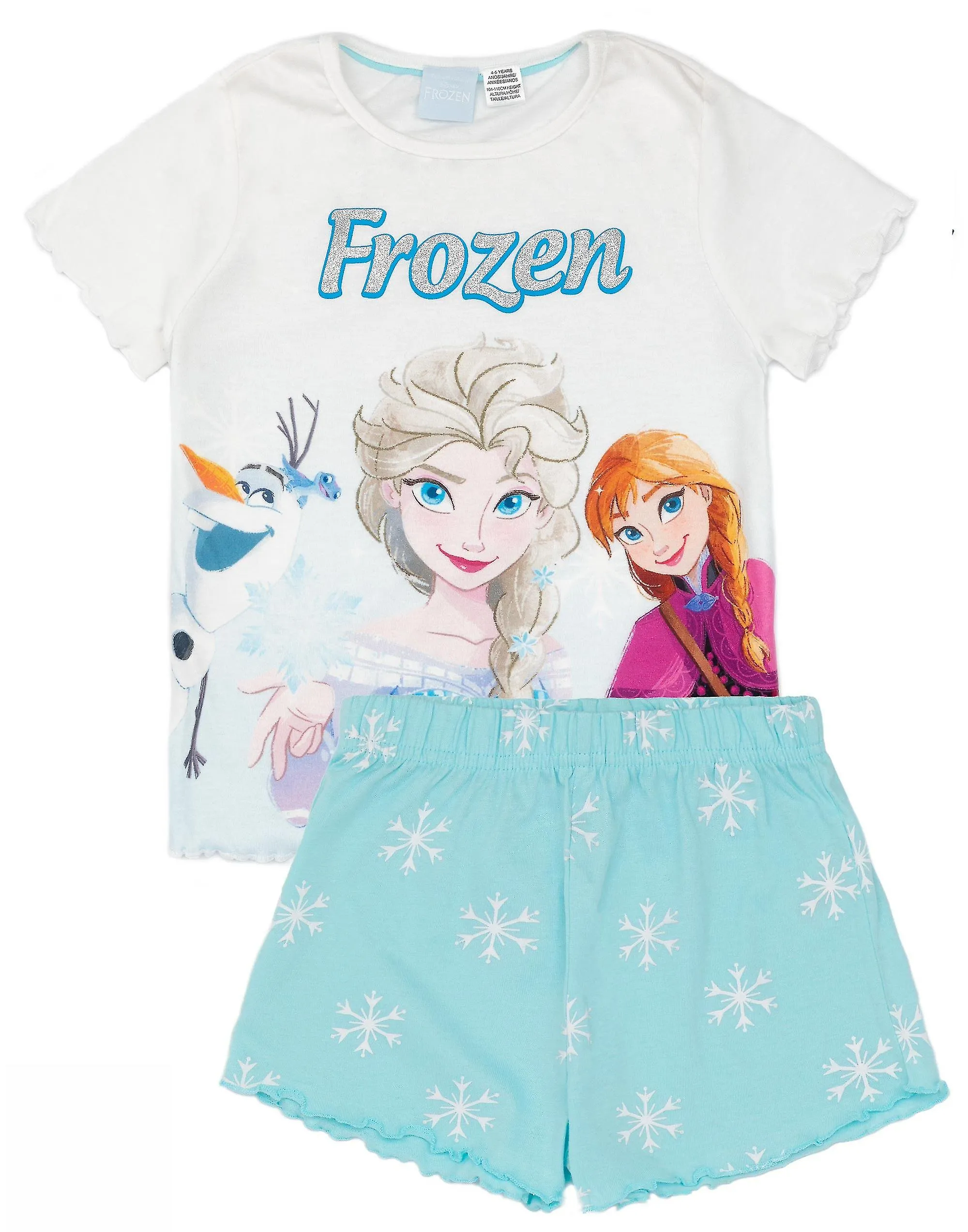 Disney x Frozen Girls Short Sleeve Short Leg Pyjama Set Blue Elsa, Anna, Olaf