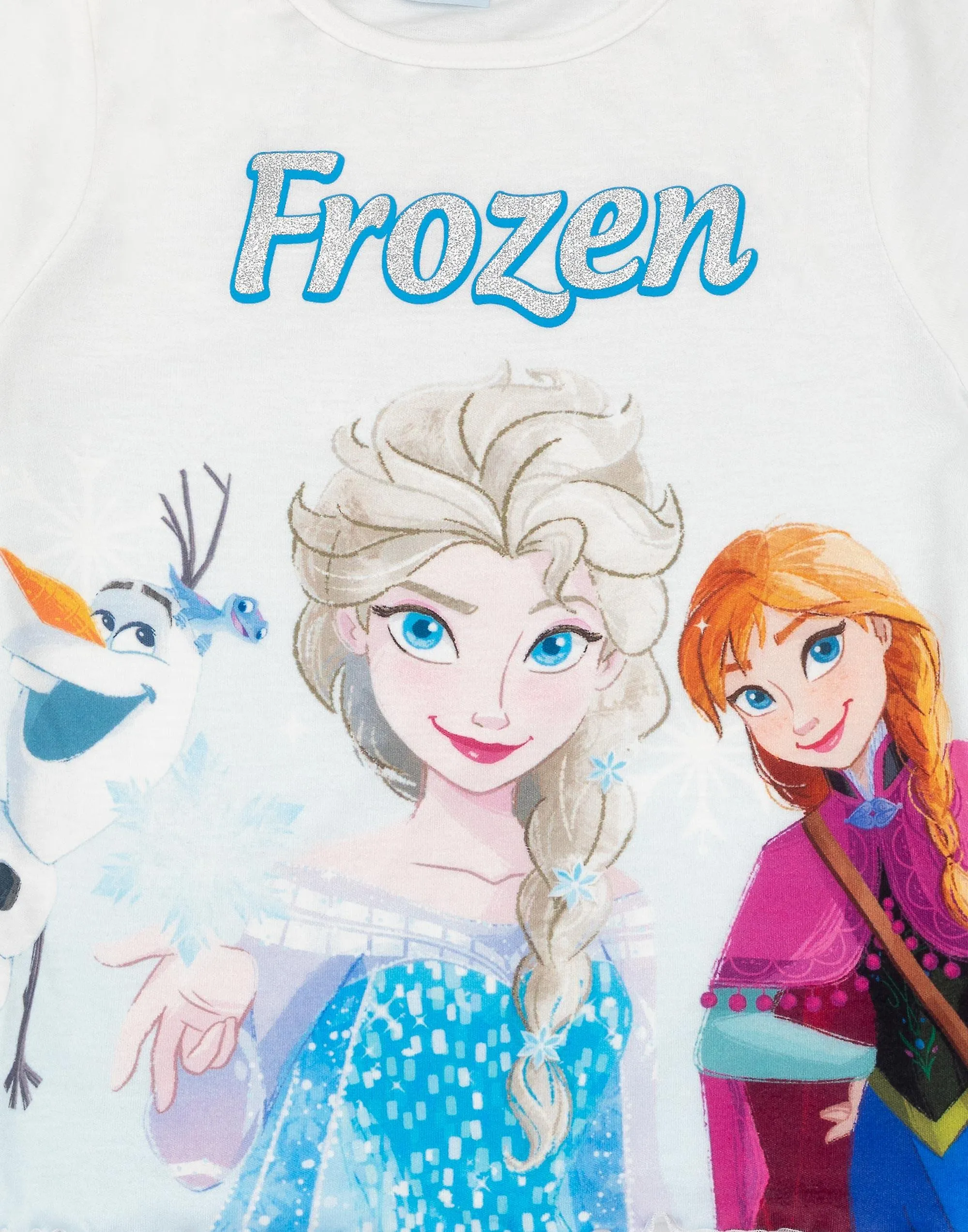 Disney x Frozen Girls Short Sleeve Short Leg Pyjama Set Blue Elsa, Anna, Olaf