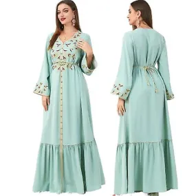 Embroidered Long Sleeve Maxi Dress Muslim Wear