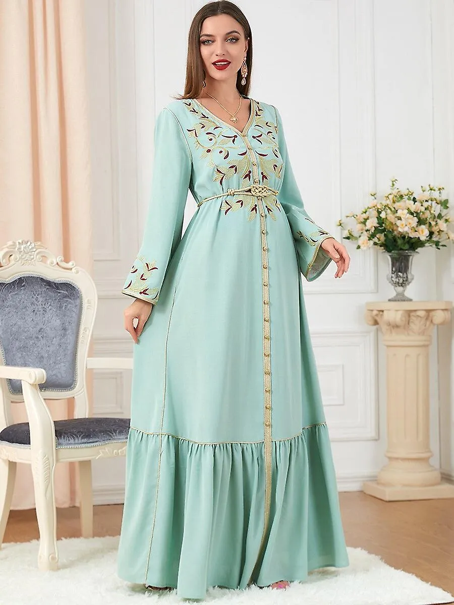 Embroidered Long Sleeve Maxi Dress Muslim Wear