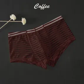 Hombres Boxer Shorts Panties Moda Transparente Briefs Stripe Low Rise Underpants Sexy Men S Underwear Man Bodysuit Trunk Pant