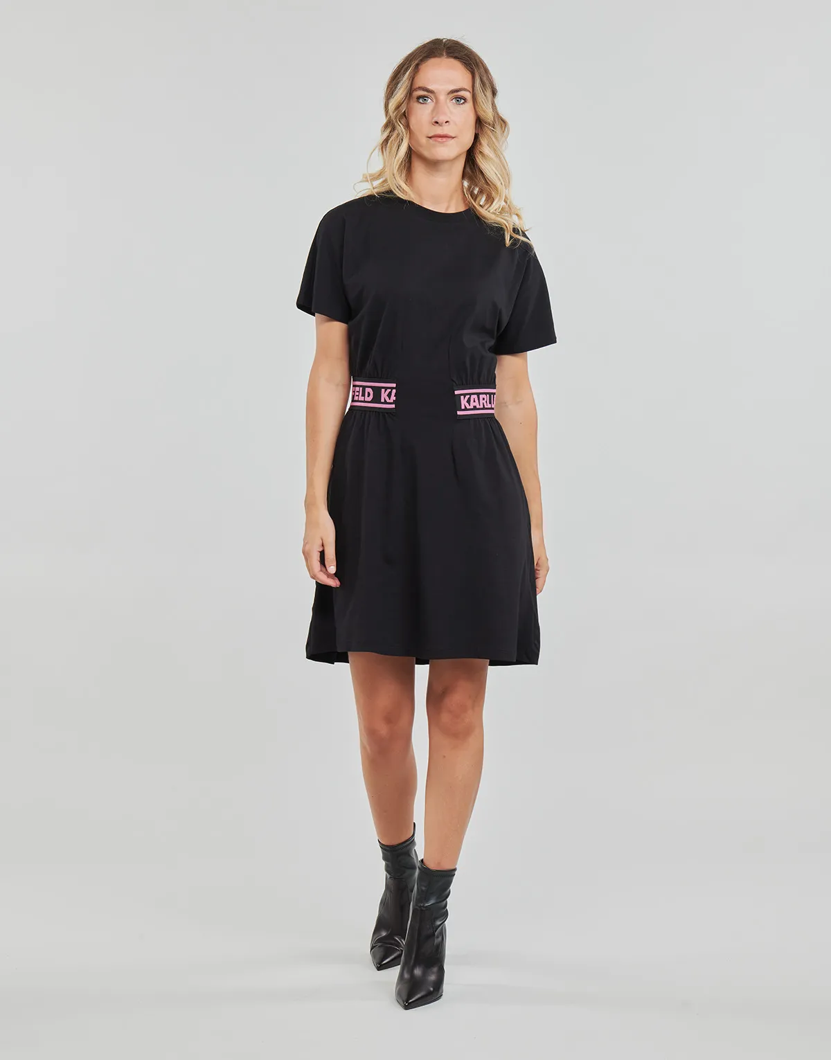 JERSEY DRESS W/LOGO WAIST