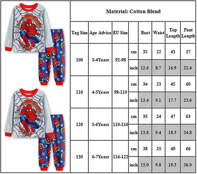 Kids Boys Spider-man Print Comfy Pajamas Long Sleeve T-shirt Long Pants Outfits Set Sleepwear