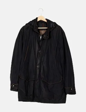 Massimo Dutti Parka azul marino ribetes marrones