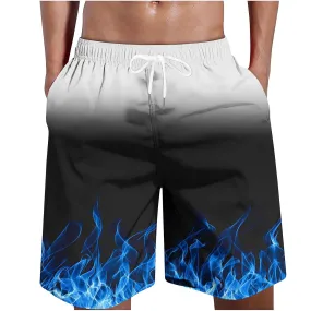 Men Casual Fashion Gradation Shorts With Pockets Elastic Waist Beach Pants FAN0349