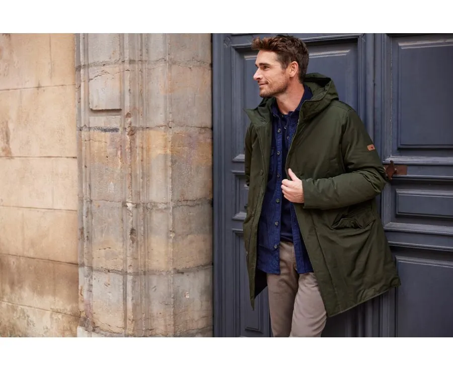 Men's Dark Green Feather-Lined Winter Parka - SOREN III