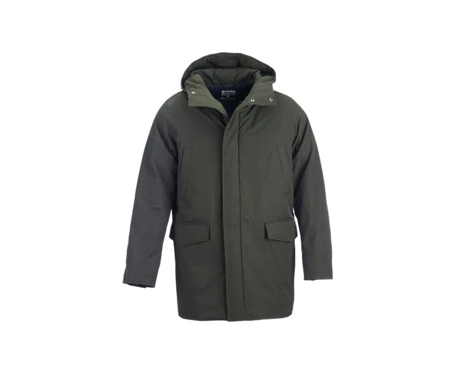 Men's Dark Green Feather-Lined Winter Parka - SOREN III