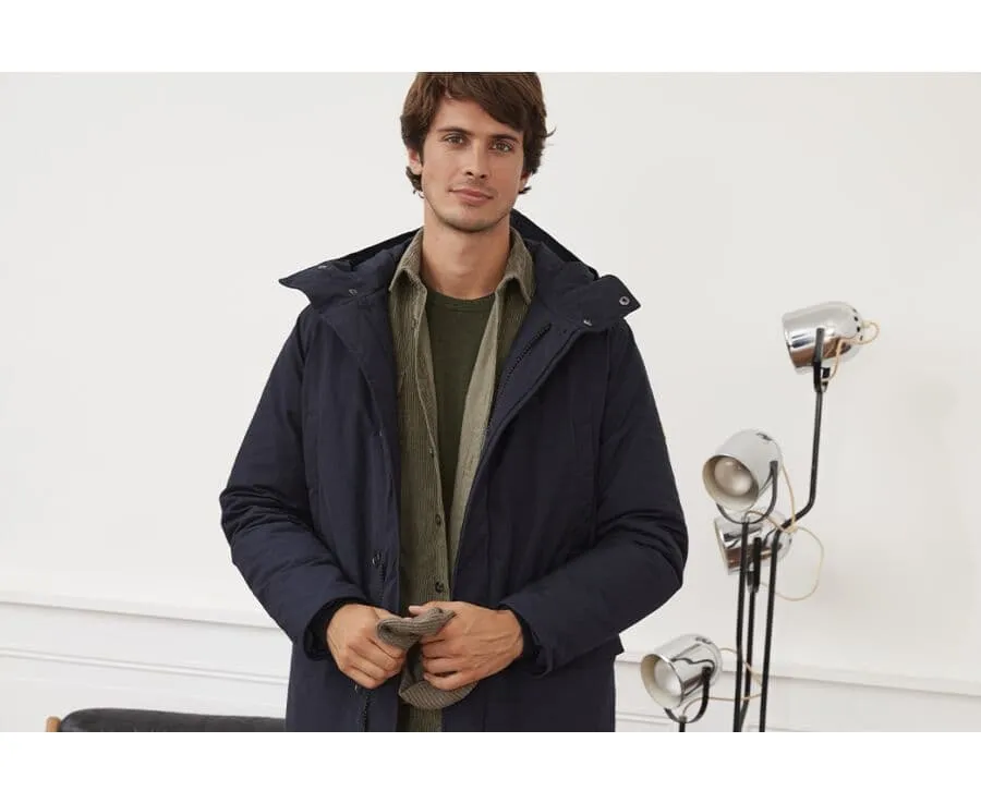 Men's Dark Navy Feather-Lined Winter Parka - SOREN III