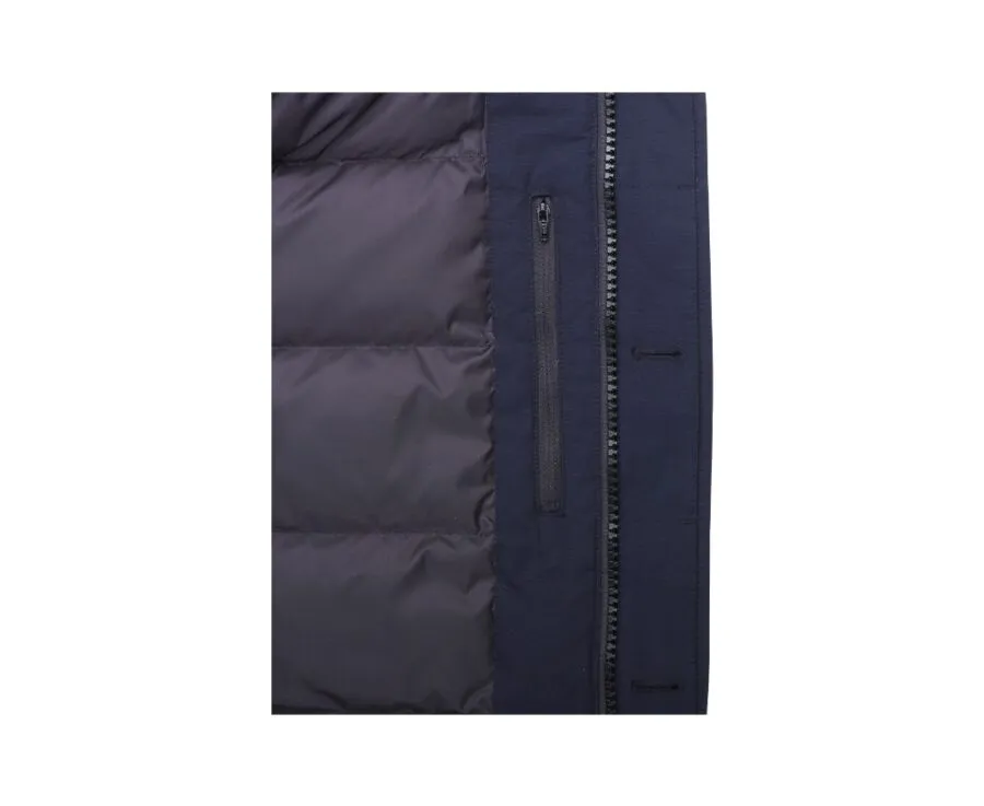 Men's Dark Navy Feather-Lined Winter Parka - SOREN III