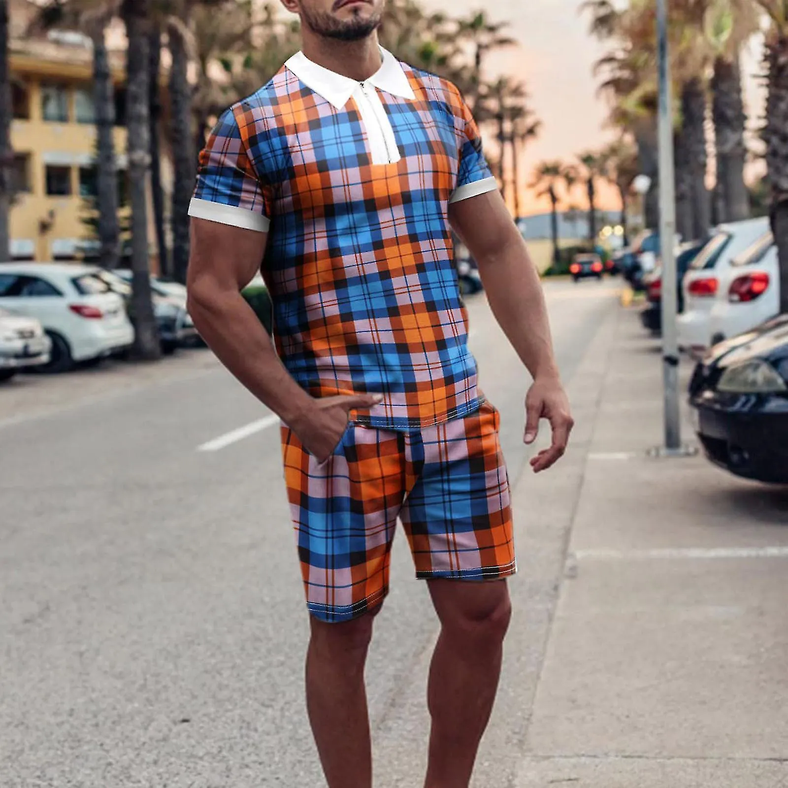 Men's Fashion Short-sleeved Shorts Two-piece Sports And Leisure Suit