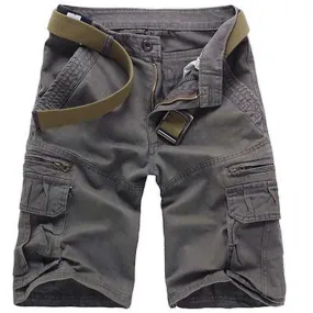 Men's Lightweight Multi Pocket Casual Outdoor Cargo Shorts with Zipper Pockets No Belt-grey