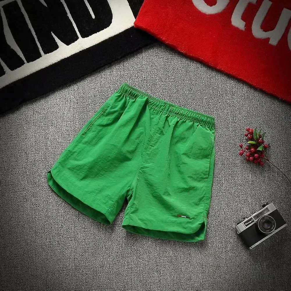 Men's Sweatpants, Summer Beach Thin Quick-drying Simple Casual Solid Color Running Sports Shorts, Green (L)