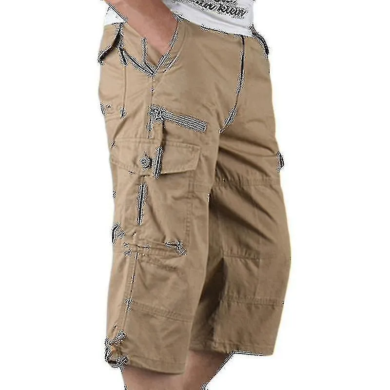 Mens 3/4 Long Length Elasticated Shorts Waist Cargo Combat Three Quarter Pants LGDV