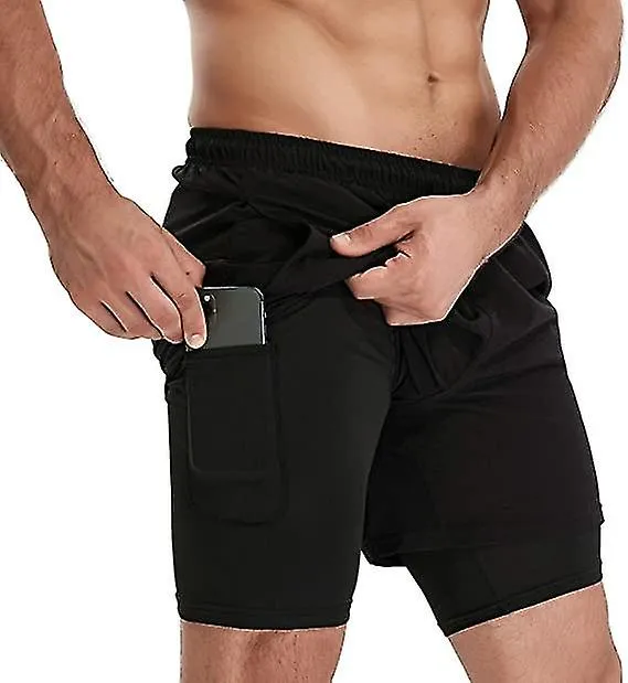 Mens Running Shorts Gym Workout Athletic Training Compression Underwear Liner With Zipper Pocket