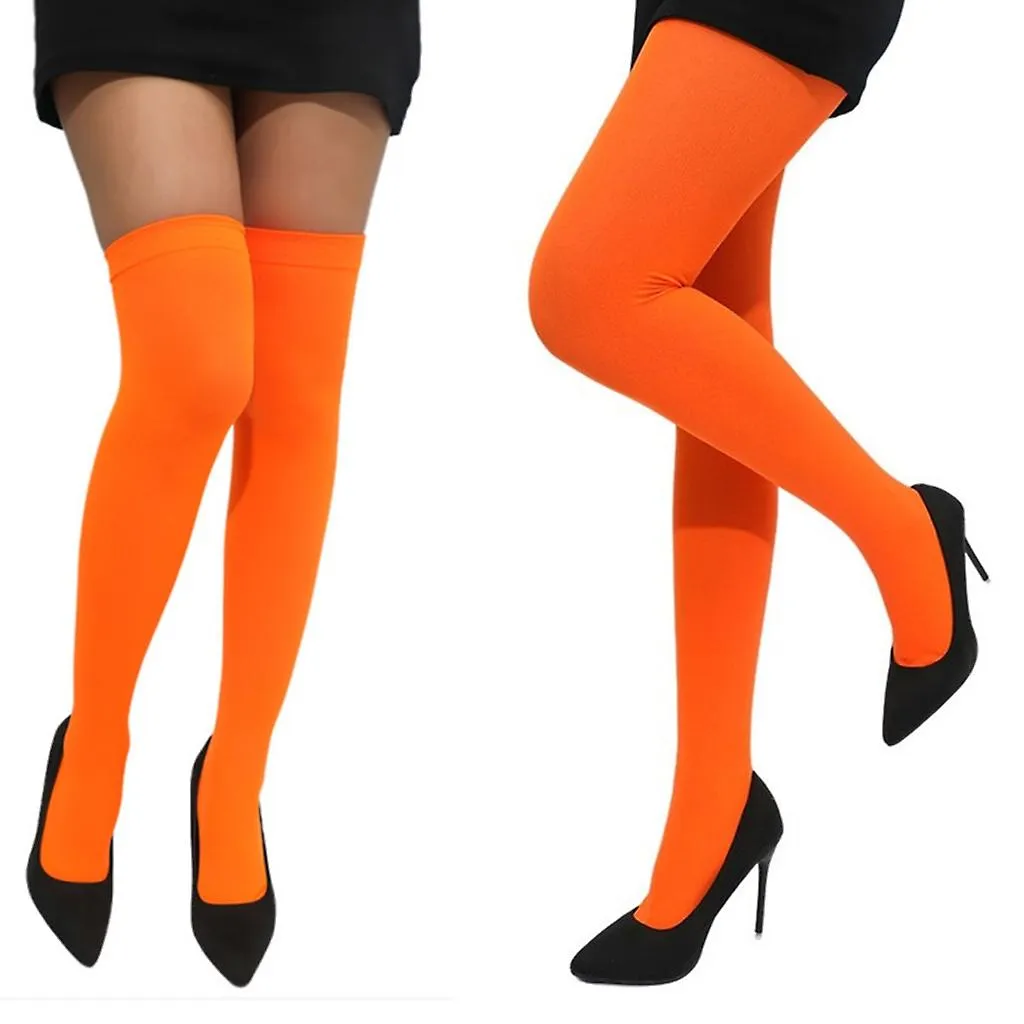  Neon Color Mujeres Medias Largas Sexy Noche Fiesta Calcetines High Knee Cosplay