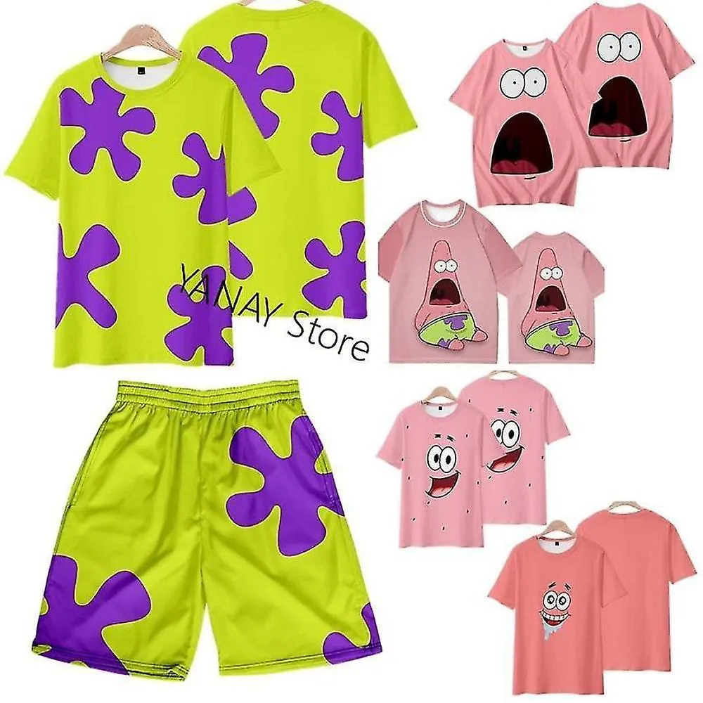 On Sales Summer Patrick Star Shorts T-shirt Sets Holiday Beach Beach Pants Men's Flower Pants Trend Around Surf Casual Pants