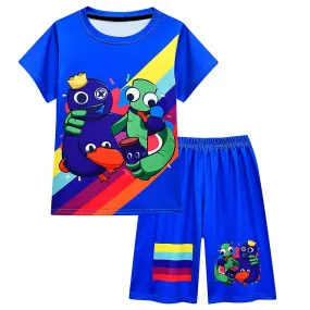 Rainbow Friends Kids Summer Nightwear Sleepwear Short Sleeve T-shirt Tops Shorts Pyjamas Pjs Set