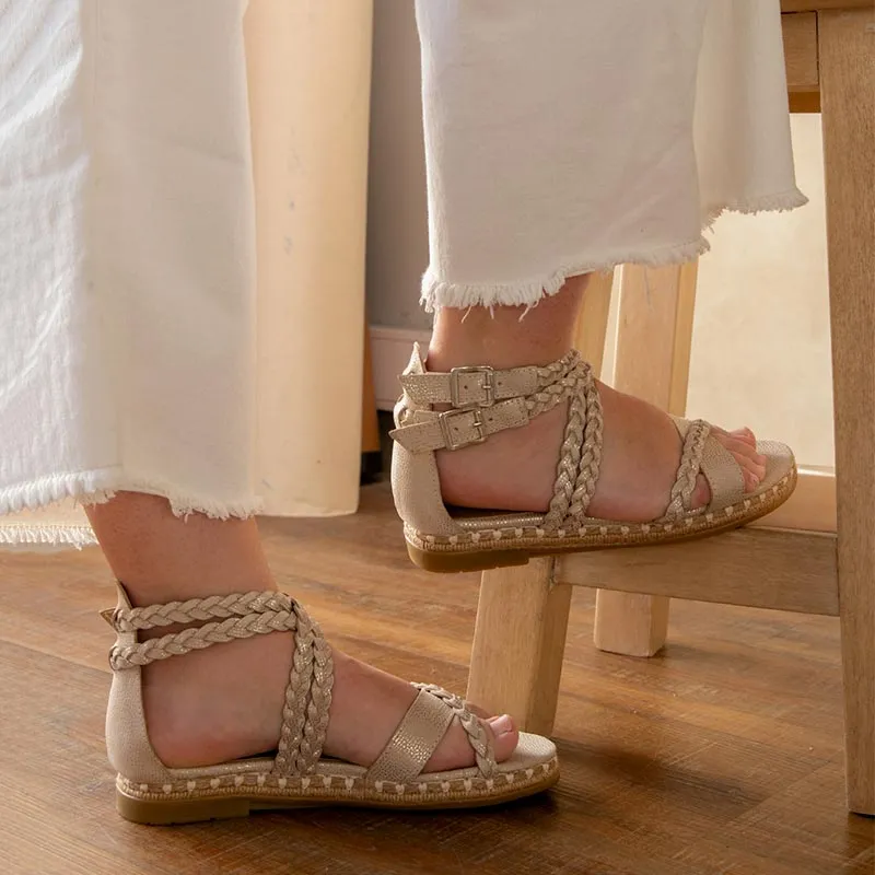 Sandalias Dinesh Beige Metalizado