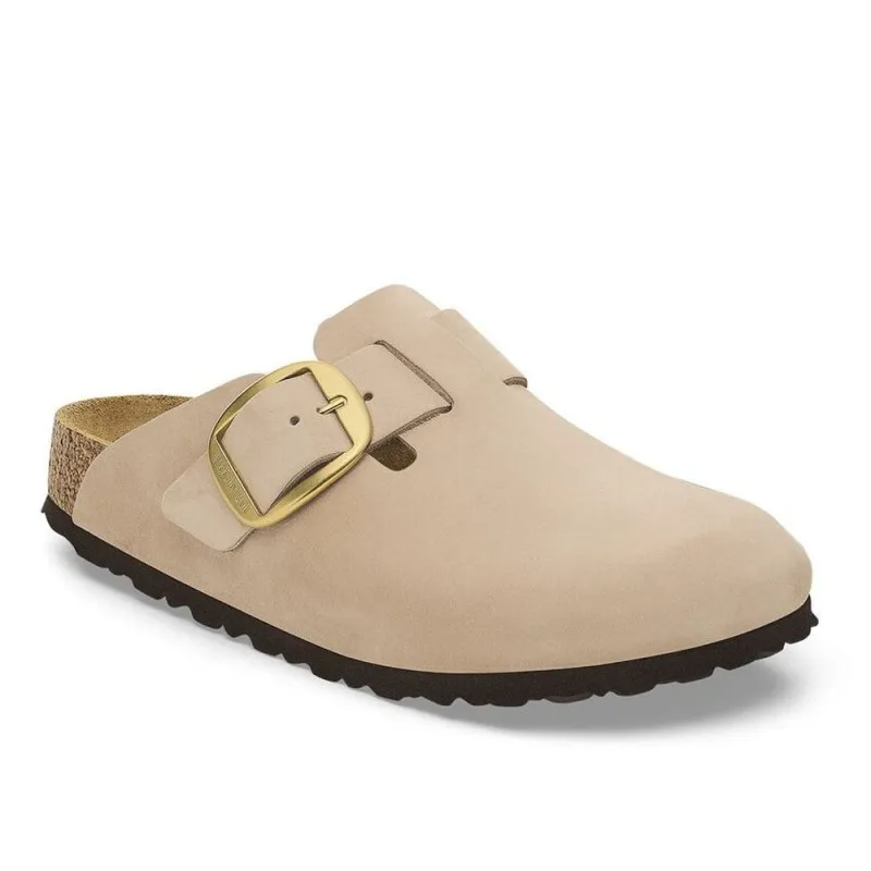 Sandalias Planas Birkenstock Boston Big Buckle Mujer Beig