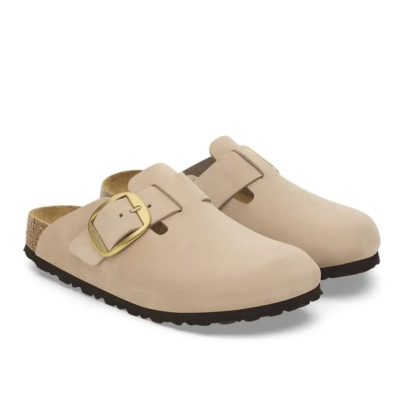 Sandalias Planas Birkenstock Boston Big Buckle Mujer Beig