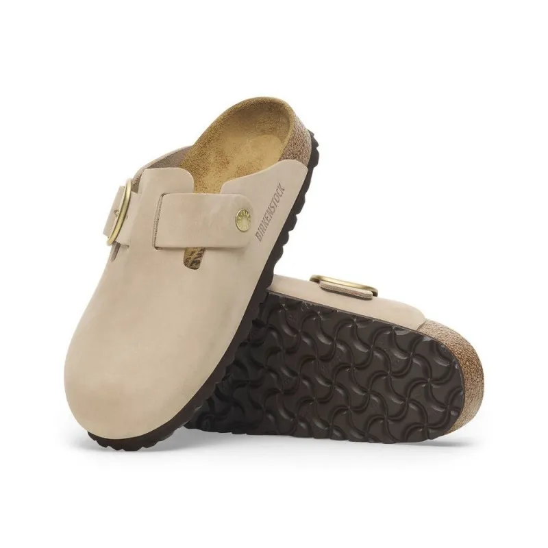 Sandalias Planas Birkenstock Boston Big Buckle Mujer Beig