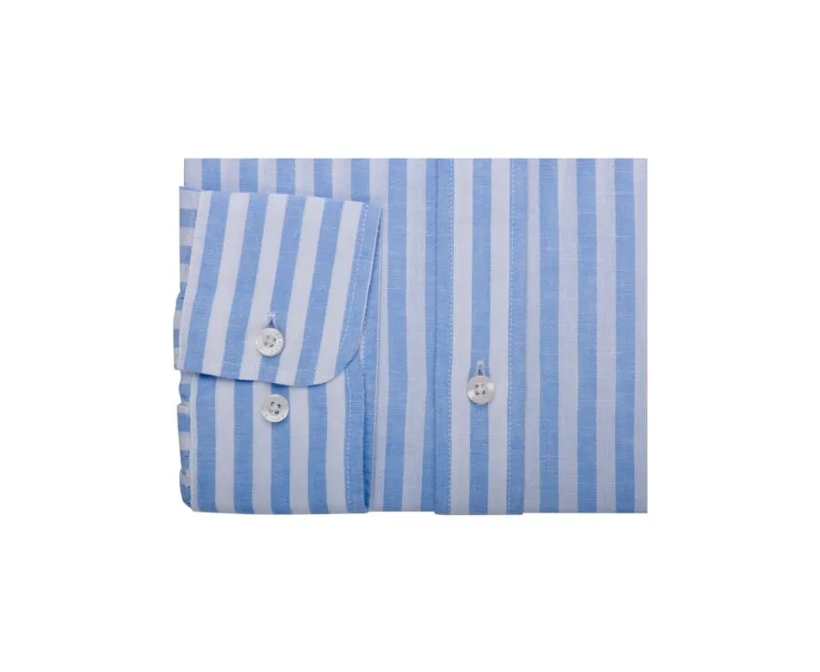 Soft Bleu & White striped cotton linen shirt - SIMONIN