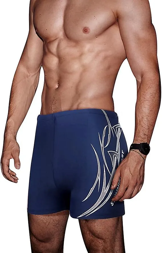 Swim Trunks, Men's Swimming Trunks in Good Elasticity of High-tech Material Embroidery Trunks Boxers Briefs Swim Shorts with