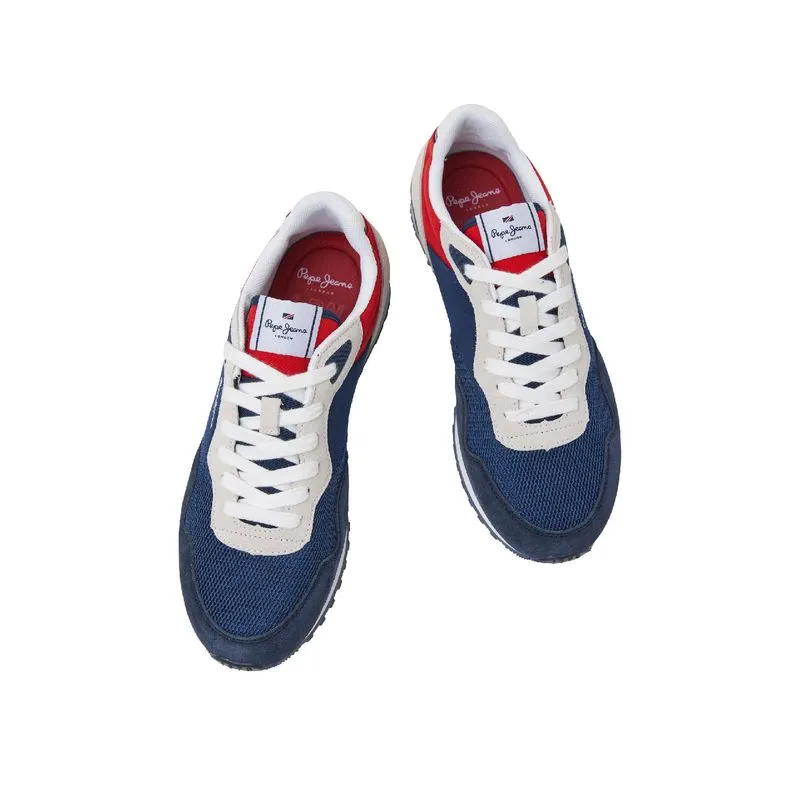 Tenis Pepe Jeans Hombre London One M Vinted Azul Oscuro - Rojo