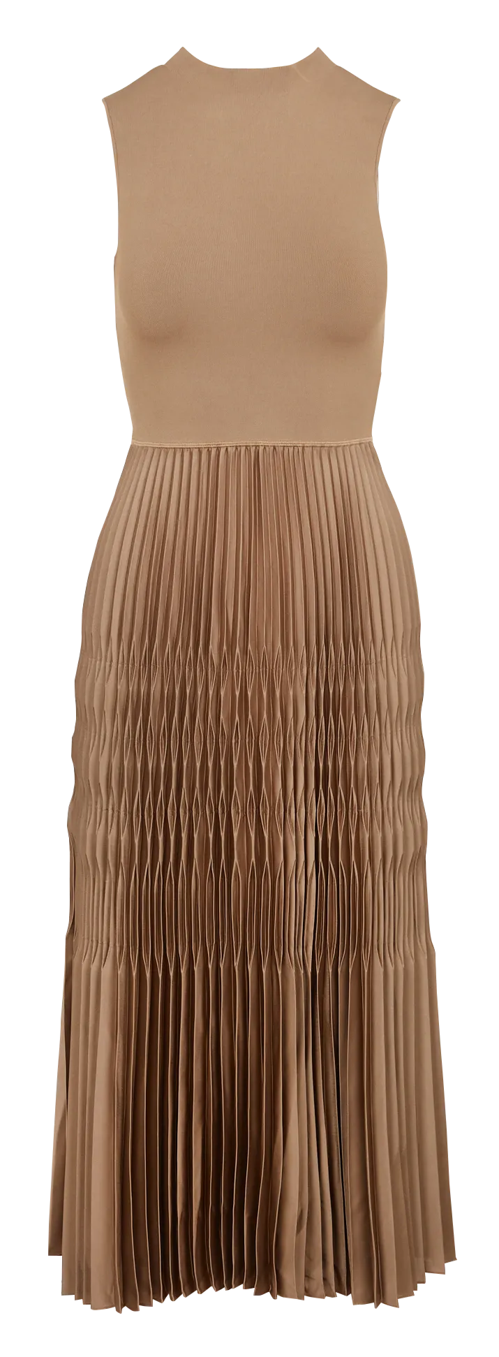 Vestido de cuello alto en beige