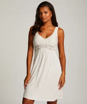 Vestido lencero Nora Lace - Blanco