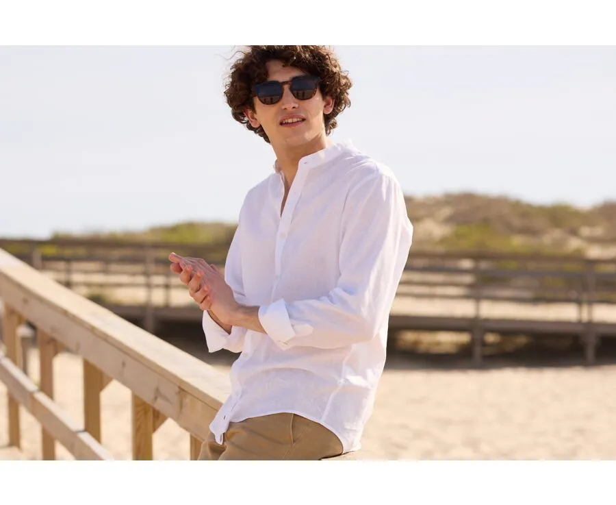  White Chambray cotton linen shirt - ELIBERT