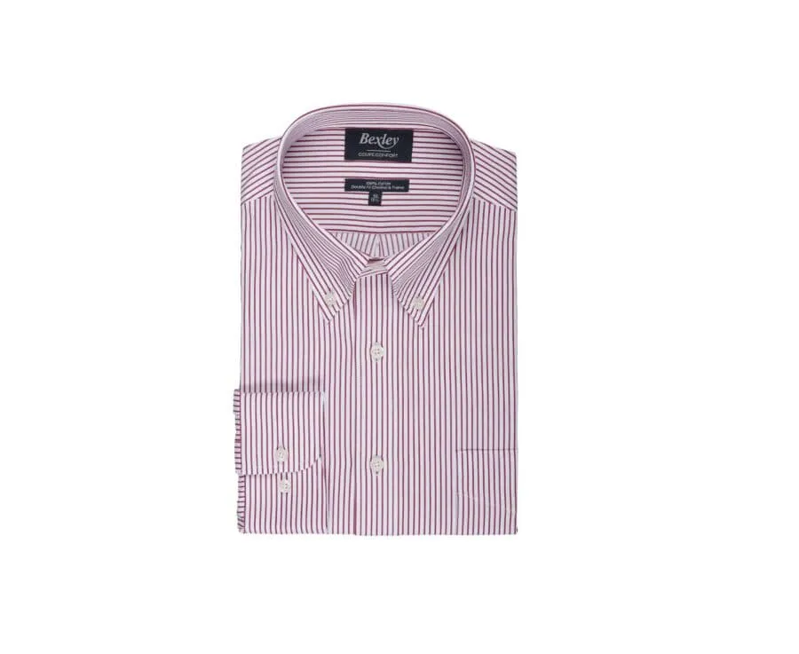 White shirt with red stripes and chest pocket - BRODERICK