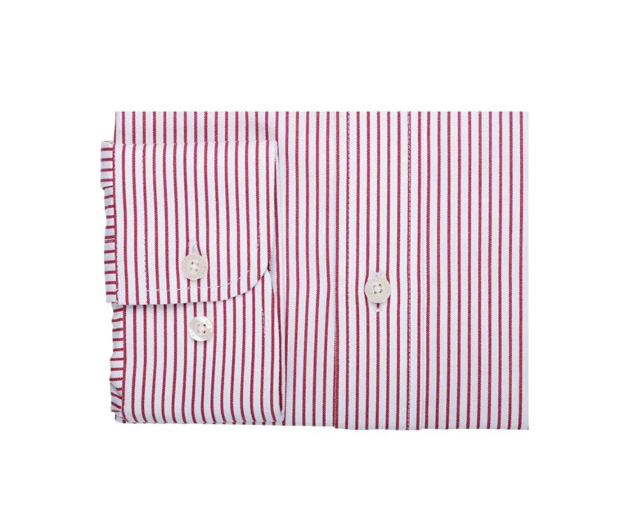 White shirt with red stripes and chest pocket - BRODERICK