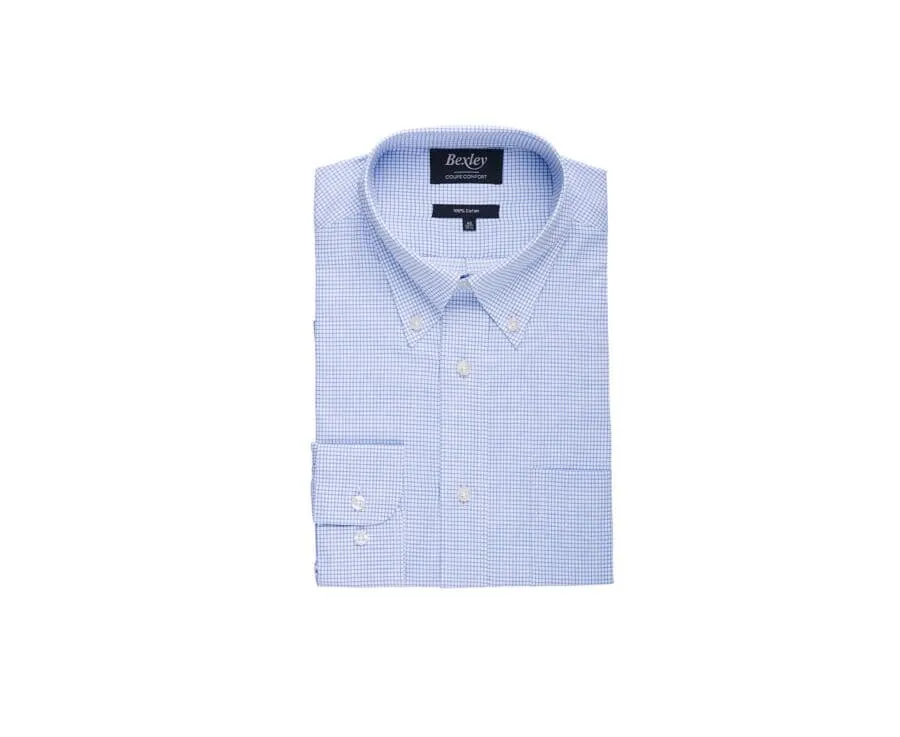 White Twill shirt with Blue checks - STELLAN 