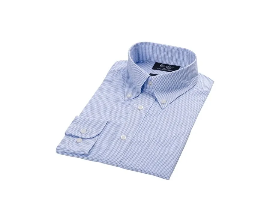 White Twill shirt with Blue checks - STELLAN 