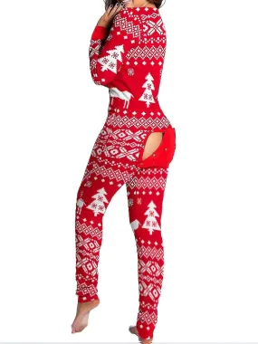 Women Animal Pajama One Piece Christmas Bodysuit Jumpsuit Long Sleeve Sleepwear