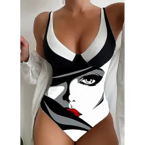 Women's Normal Swimwear One Piece Shorts Swimsuit Tummy Control Printing Graphic Beach Wear Summer Bathing Suits