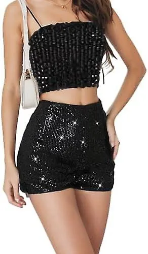 Women's Sequin Sparkle Elastic High Waist A Line Party Concert Shorts Gift for family/friend free delivery