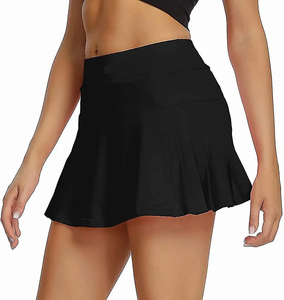 Women's Tennis Skirt Pleated Athletic Skorts Sports Golf Running Mini Skirt With Pockets And Shorts