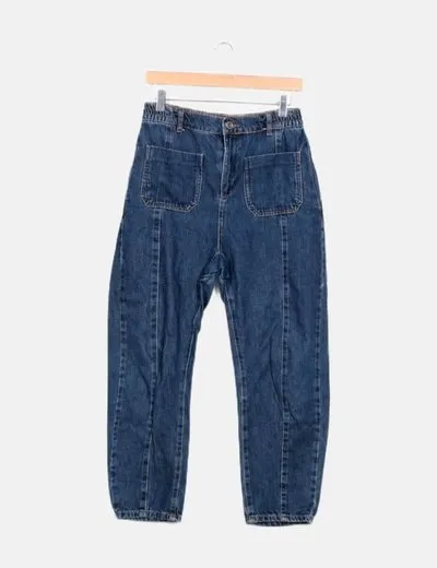 Zara Pantalón denim azul jogger